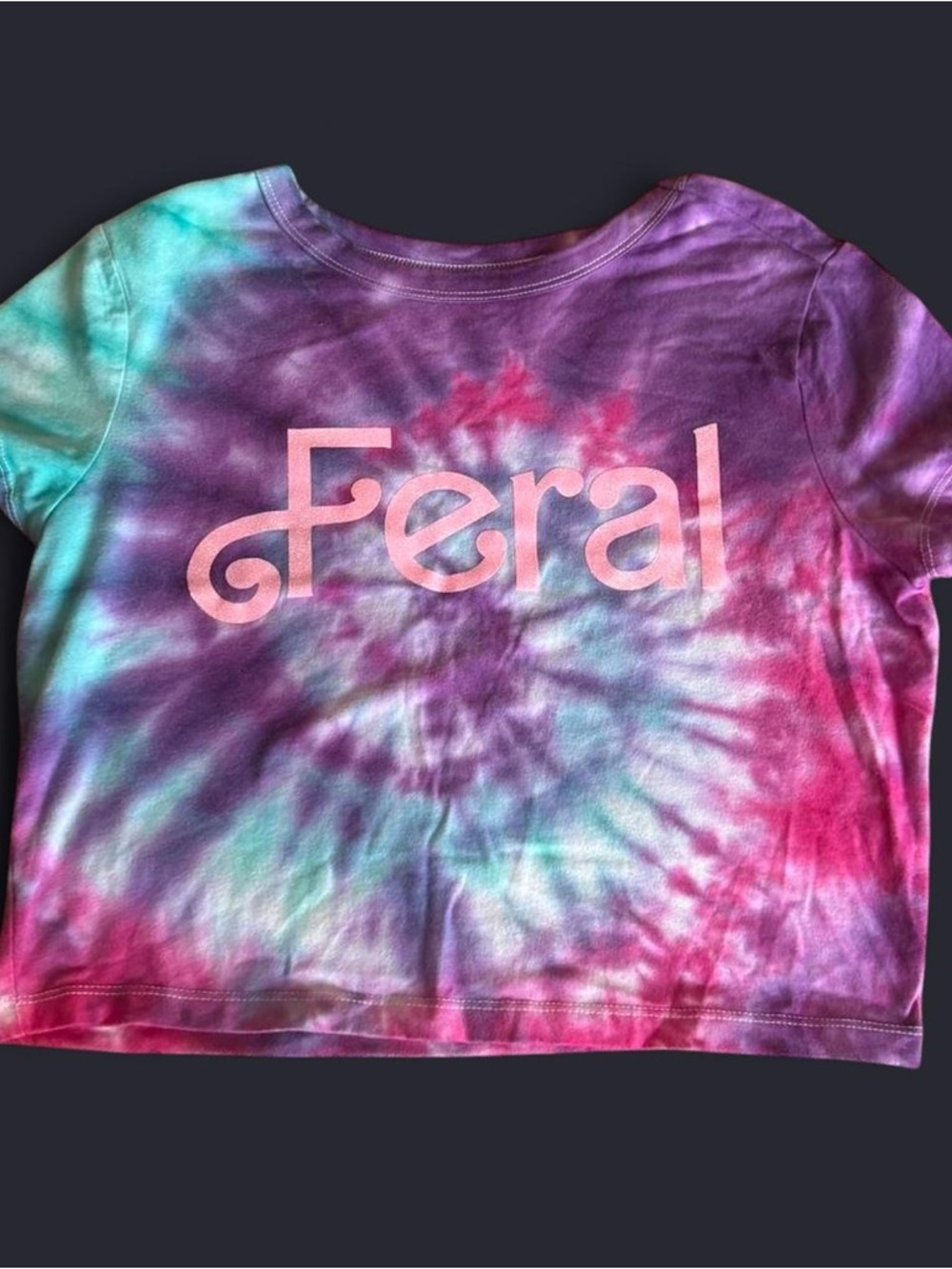 Tie-Dye 'Feral' Graphic Tee in Purple and Aqua